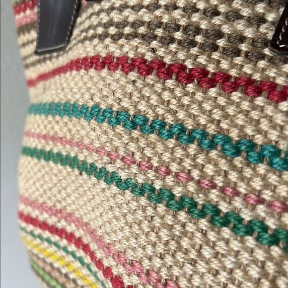 NWOT GAP Striped Jute Multicolor Tote Bag - Picture 5 of 5